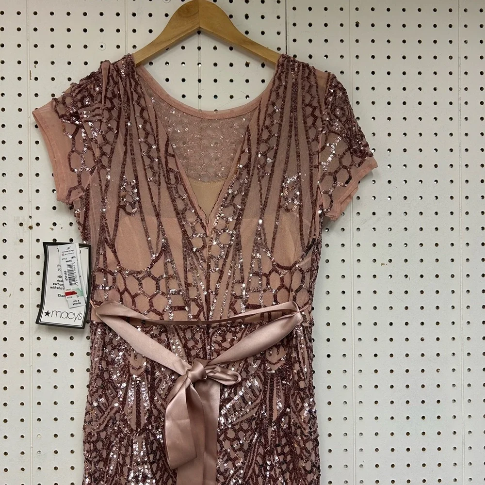R&M Richards Blush Pink Sequin Prom Dress - Picture 5 of 10